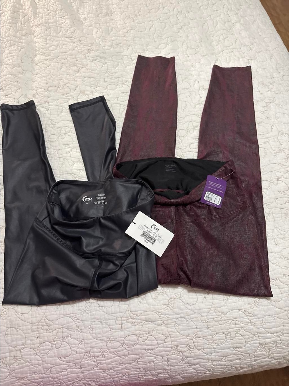 ZYIA Active M Yummie L Faux Leather Snake Leggings Bundle NWT